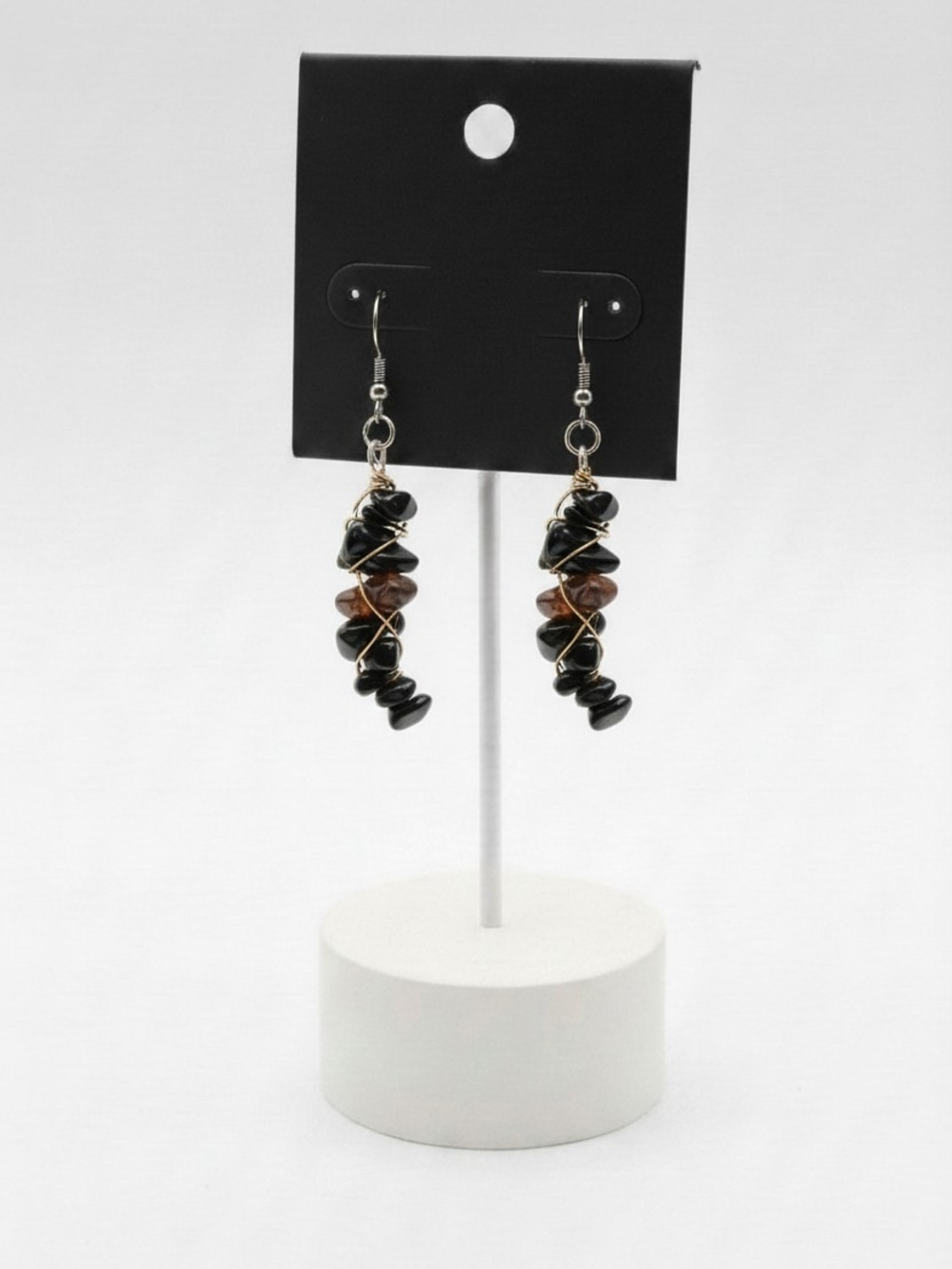 Black Spiral Wire Drop Earrings
